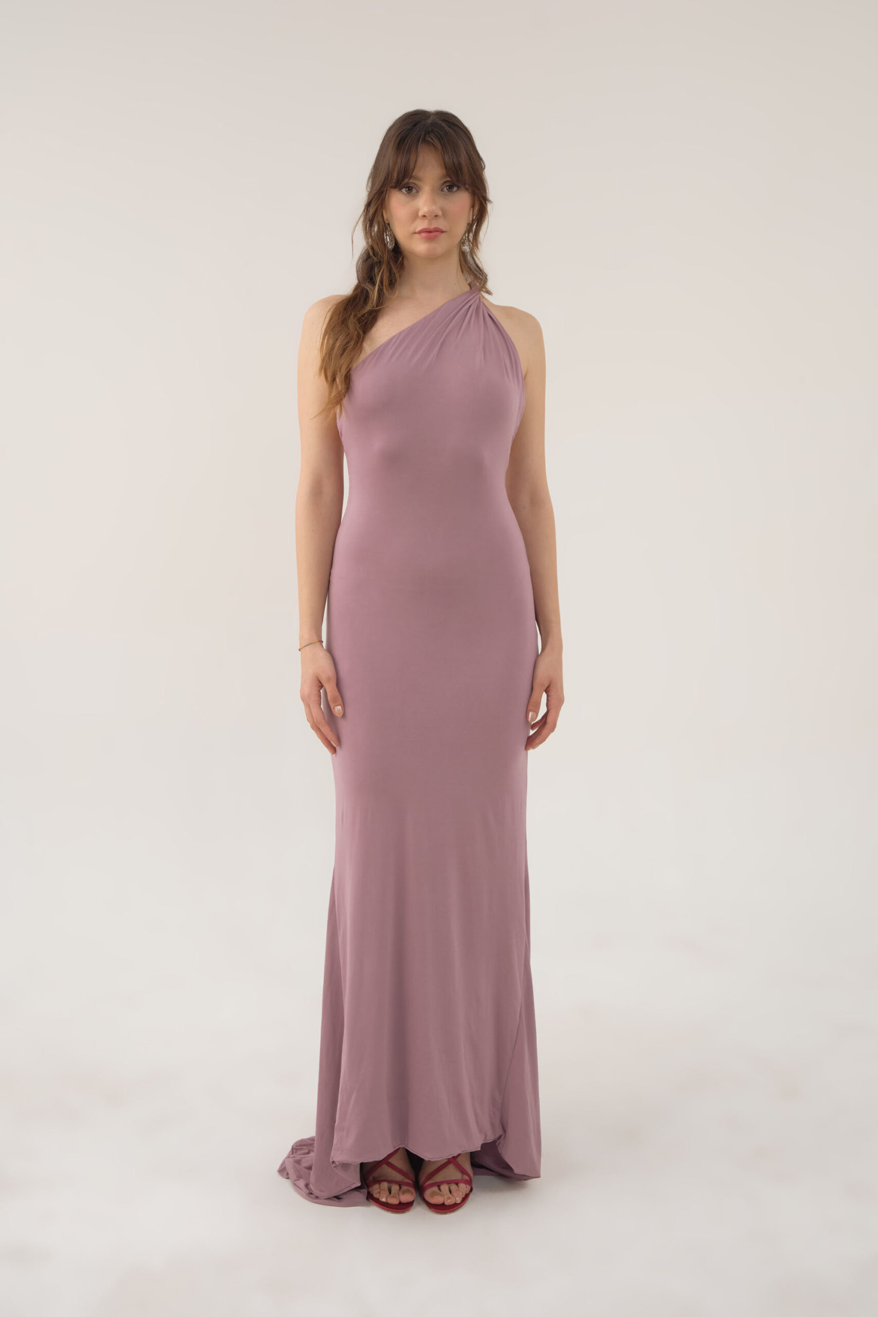 KYLIE ROSE ONE SHOULDER SCRUNCH LONG DRESS
