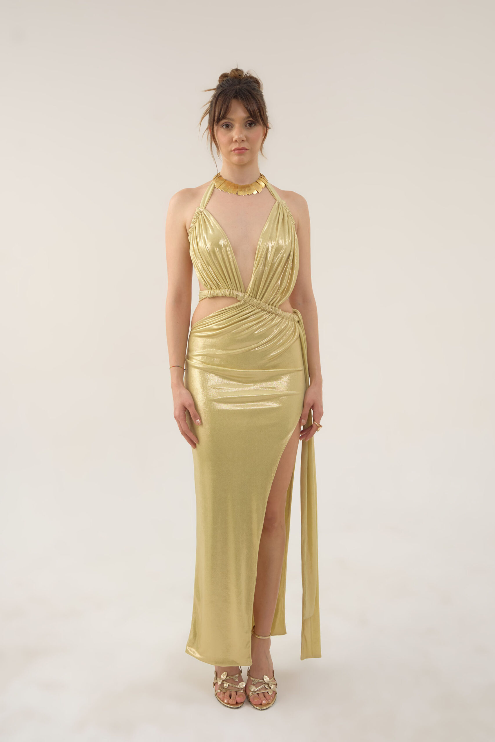 KENDAL GOLD CUTOUT LONG DRESS